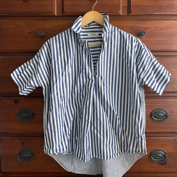 Madewell Courier Button-Back Shirt in Stripe Mix - Picture 2 of 5